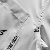 ESSENTIAL BAD LUCK SUCKS WHITE BUTTON UP