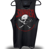 SINNER 2.0 - ROAD RASH BLACK TANK TOP