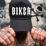 BIKER CURVED BILL BLACK HAT