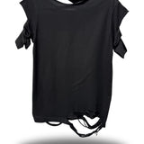 ROAD RASH SLASHED SLEEVES BLACK TEE