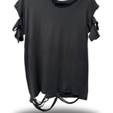 ROAD RASH SLASHED SLEEVES BLACK TEE