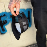 USA FLAG BLACK ON BLACK FLAT BILL HAT