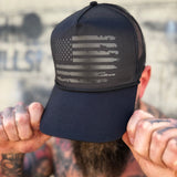 USA FLAG BLACK CURVED BILL BLACK HAT