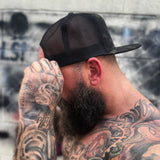 TDC SYMBOL BLACK CAMO FLAT BILL HAT