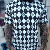 BLACK AND WHITE DIAMOND SKULLS GOLF POLO