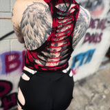 ROAD RASH BLACK AND RED TIE DYE  CROP TANK TOP