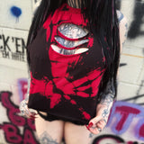 ROAD RASH BLACK AND RED TIE DYE  CROP TANK TOP