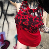 ROAD RASH BLACK AND RED TIE DYE TANK TOP