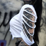 ROAD RASH SLASHED WHITE CROP TOP