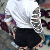 ROAD RASH SLASHED WHITE CROP TOP