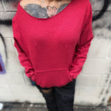 RED ROAD RASH WIDENECK SWEATER 1.0