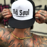 OLD SOUL BLACK & WHITE FLAT BILL HAT