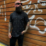 ESSENTIAL BAD LUCK SUCKS BLACK BUTTON UP
