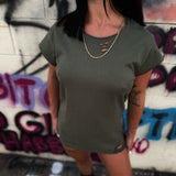 ROAD RASH MUSCLE MILITARY GREEN TEE
