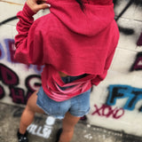 ROAD RASH BACK SLASH CROP RED HOODIE