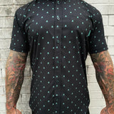 ESSENTIAL INFINITY TURQUOISE SKULL BUTTON UP