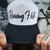 RAISING HELL WHITE & BLACK BASEBALL HAT