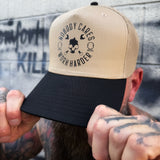 NOBODY CARES BLACK & SAND CURVED BILL TRUCKER HAT