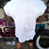 ROAD RASH MENS MUSCLE SCOOP NECK WHITE TEE