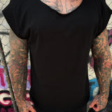 ROAD RASH MENS MUSCLE SCOOP NECK BLACK TEE