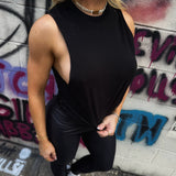 ROAD RASH BACK X BRAIDED BLACK CROP TANK