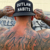 OUTLAW HABITS BLACK FLAT BILL HAT