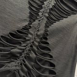 ROAD RASH BACK SLASHED BRAIDED BLACK CROP TOP