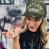 OUTLAW WOMAN FOAM CURVED BILL GREEN CAMO HAT