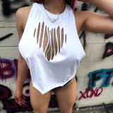 ROAD RASH HEART WHITE CROP STRINGER