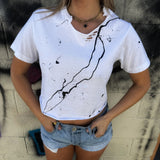 ROAD RASH OIL SPILL WHITE CROP TOP