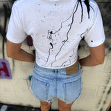 ROAD RASH OIL SPILL WHITE CROP TOP