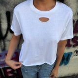ROAD RASH CRAZY BACK SLASH WHITE CROP TOP