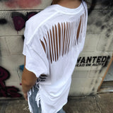 ROAD RASH MUSCLE BACK SLASHED WHITE TEE