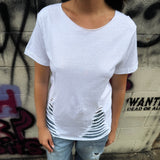 ROAD RASH BACK BRIADED WHITE TEE
