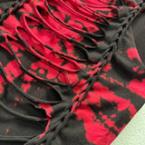 ROAD RASH BLACK AND RED BRAIDED BACK TIE DYE CROP TANK TOP