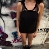 ROAD RASH BRAIDED SCOOP NECK BLACK TANK TOP