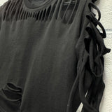 ROAD RASH SLASHED BLACK CROP TOP
