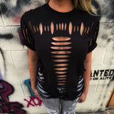 ROAD RASH SLASHED UP BLACK TEE