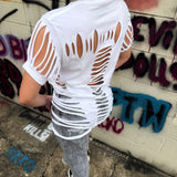 ROAD RASH SLASHED UP WHITE TEE