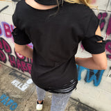 ROAD RASH SLASHED SLEEVES BLACK TEE
