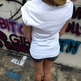 ROAD RASH MUSCLE FRONT TIES WHITE TEE