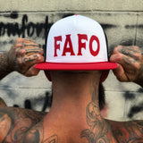 RED FAFO RED WHITE BLUE FOAMIE FLAT BILL HAT