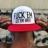 LET EM HATE RED WHITE BLUE FOAMIE FLAT BILL HAT