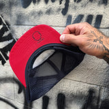 BLACK FAFO RED WHITE BLUE FOAMIE FLAT BILL HAT