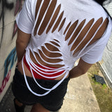 ROAD RASH DIAMOND CUT WHITE CROP TOP