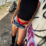 ROAD RASH BRAIDED SPINE BLACK CROP TANK TOP