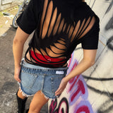 ROAD RASH DIAMOND CUT BLACK CROP TOP