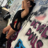 ROAD RASH BOTTOM AND TOP BLACK TANK TOP
