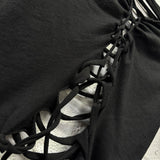 ROAD RASH V BRAIDED FRONT BLACK CROP TOP