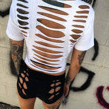 ROAD RASH V BRAIDED FRONT WHITE CROP TOP